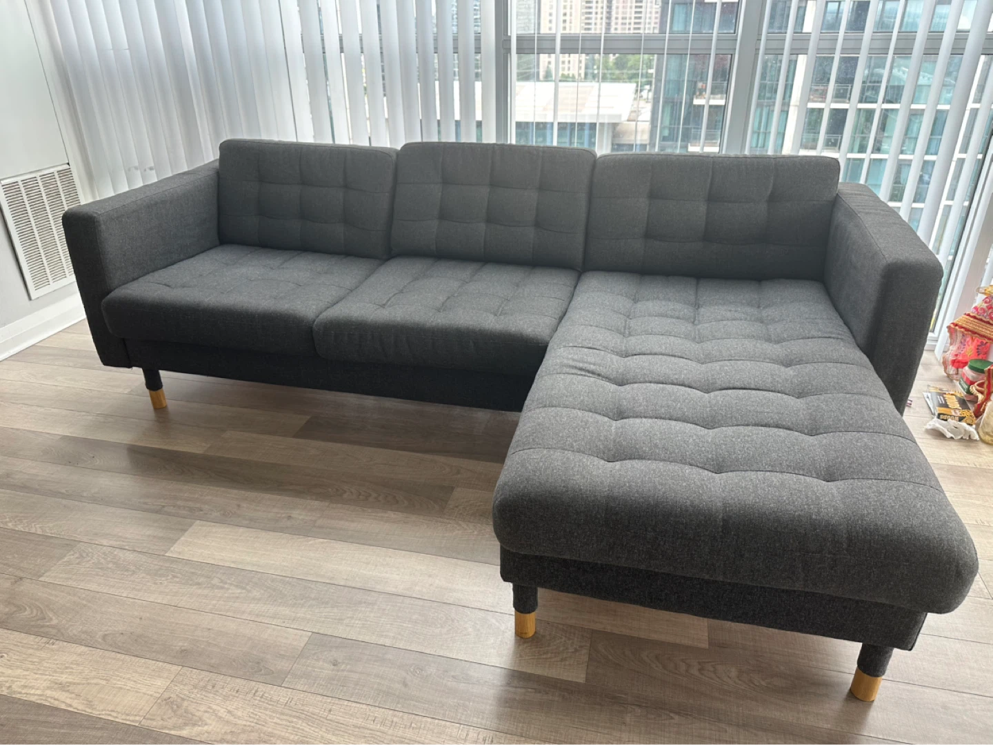 IKEA MORABO Loveseat with chaise, Gunnared dark grey - photo 5
