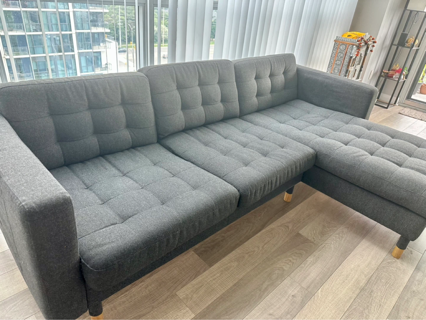 IKEA MORABO Loveseat with chaise, Gunnared dark grey - photo 4