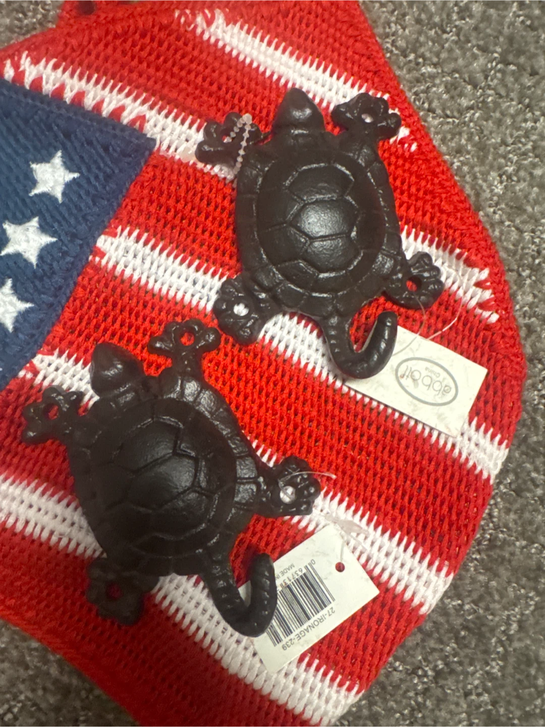 Set of 2 Cast Iron Turtle Hooks