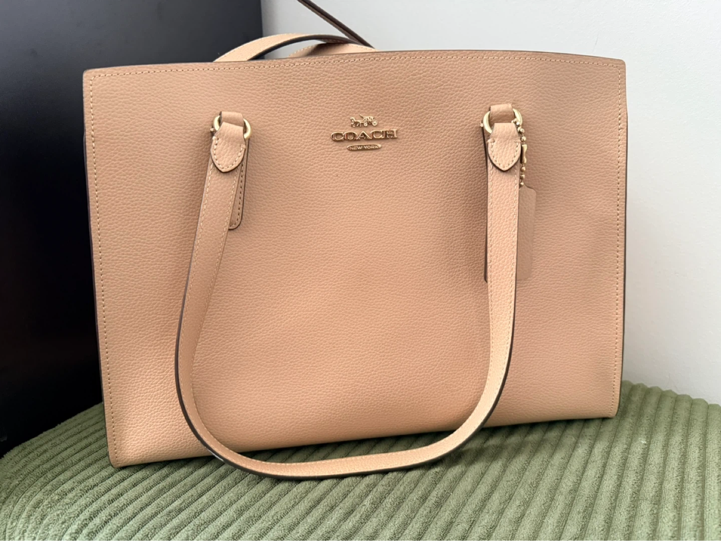 Coach Pebble Leather Tote Bag - Tan