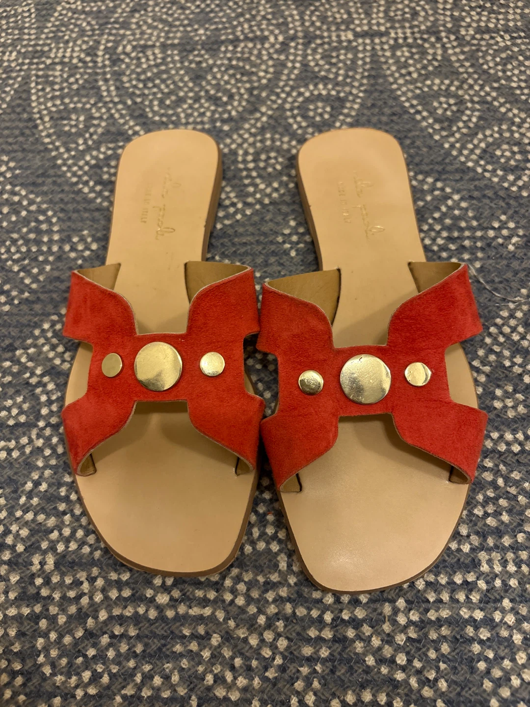 Mila Rossi Red Suede Slip-On Sandals