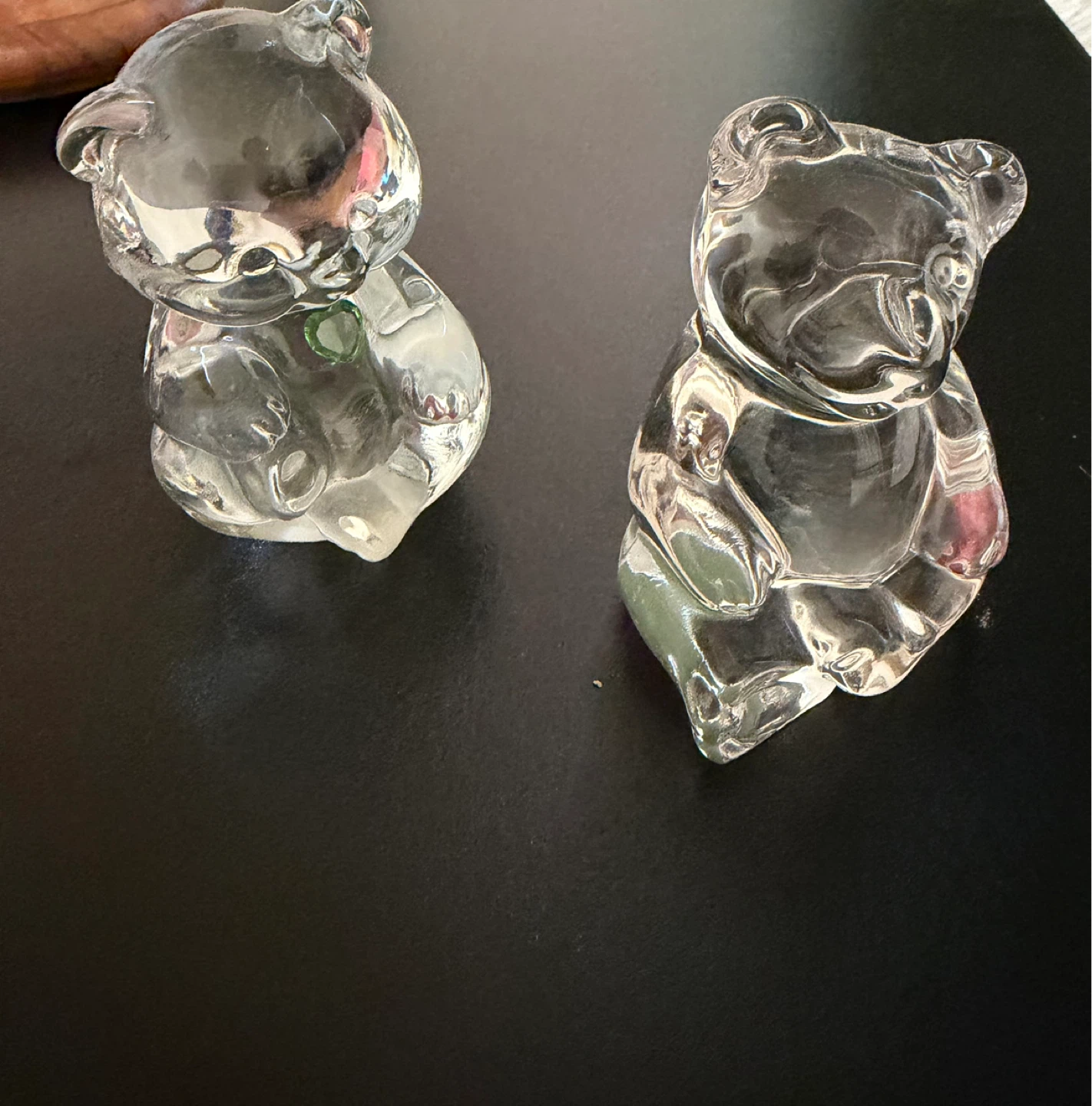 Clear Glass Teddy Bear Figurines (Set of 2)