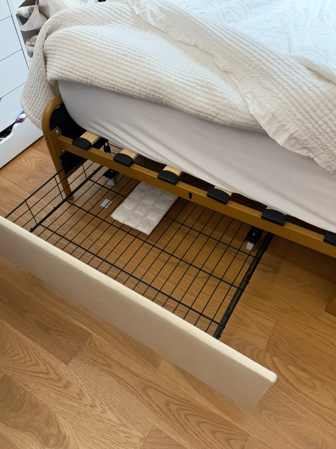 Cream Upholstered Metal Bed Frame with Headboard - Full Size - photo 4