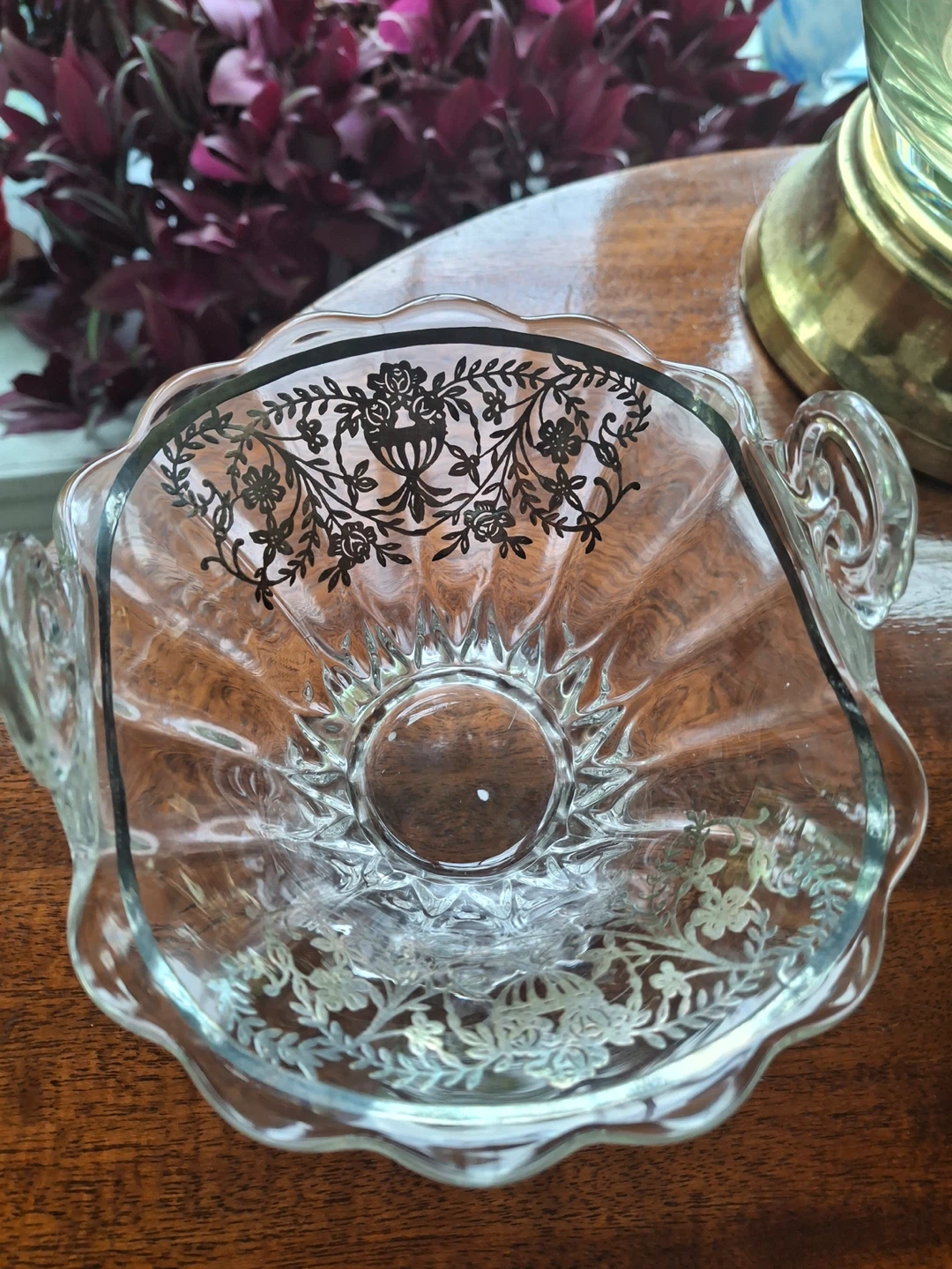 Small glass bowl with handles and silver detail - photo 4