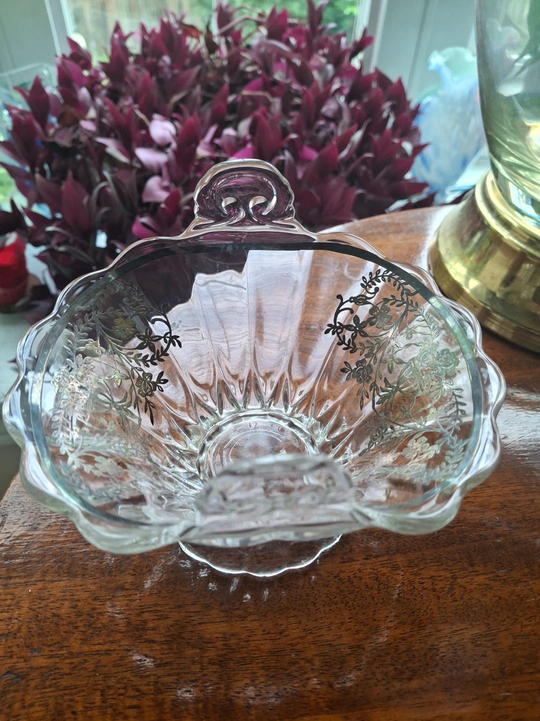 Small glass bowl with handles and silver detail - photo 5