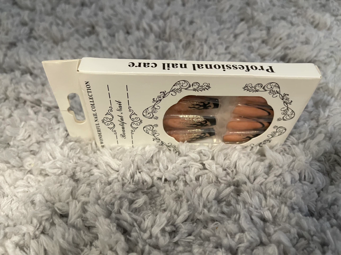 Press-On Nails - Coffin Shape with Flame Design - photo 2