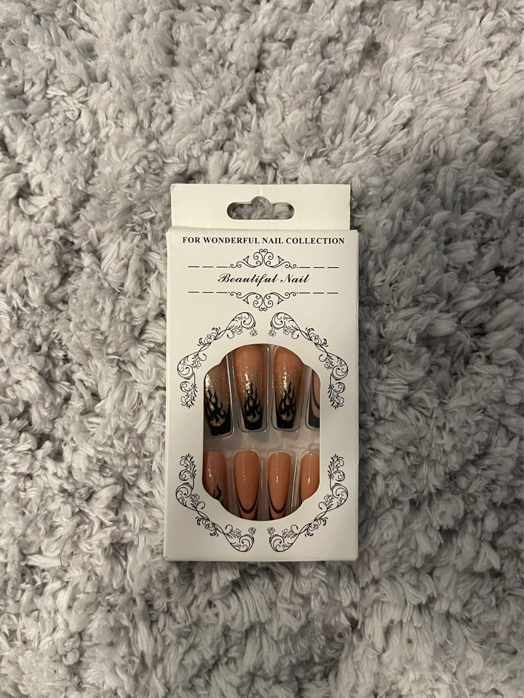 Press-On Nails - Coffin Shape with Flame Design - photo 4