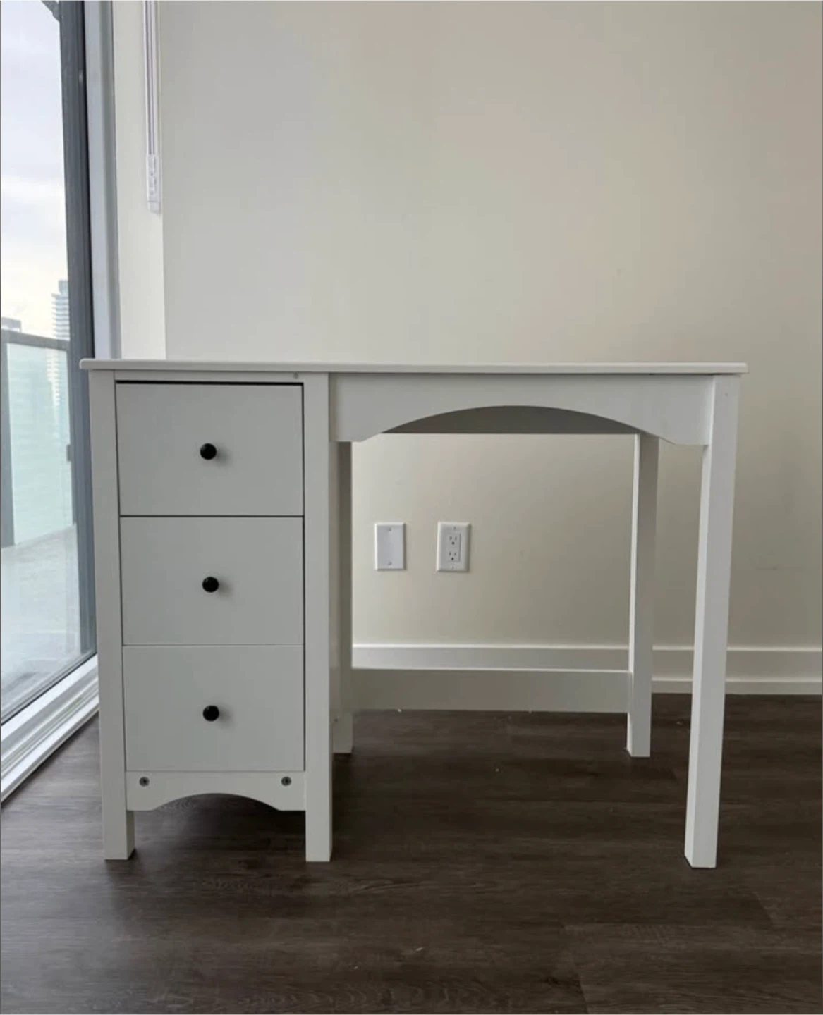 38” Chic White Desk with 3 Drawers - photo 2