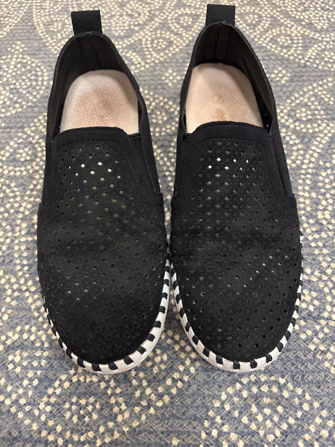 Black Perforated Slip-On Shoes