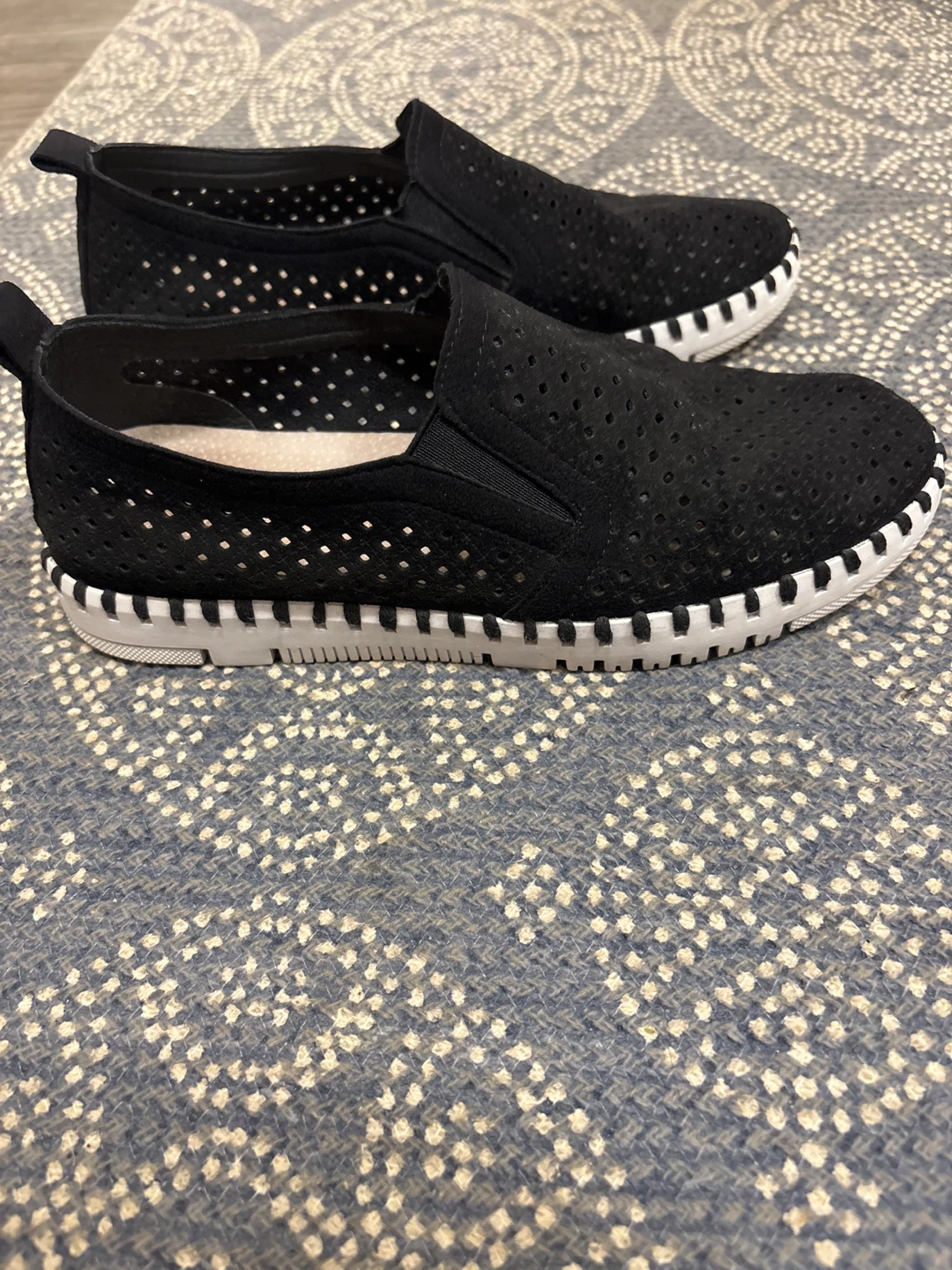 Black Perforated Slip-On Shoes - photo 2