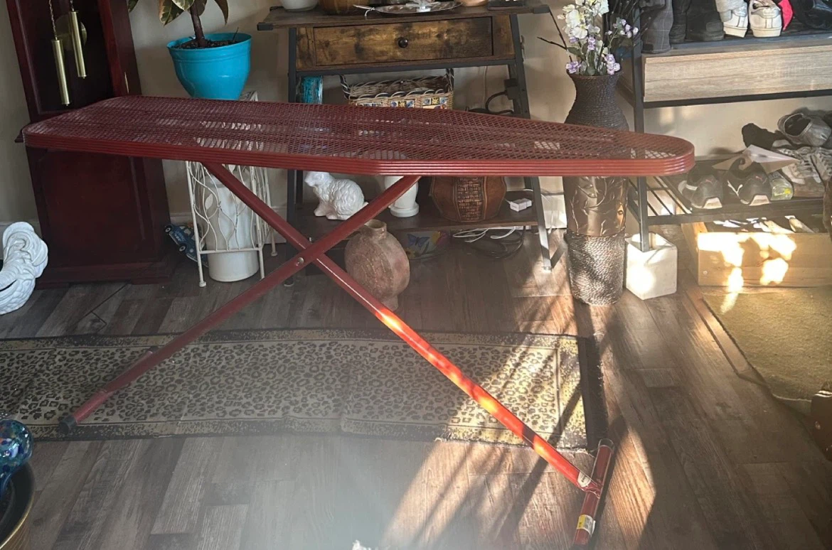 Red Metal Mesh Ironing Board