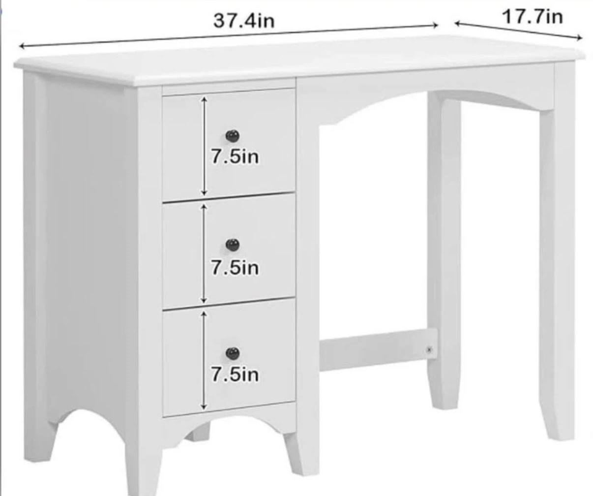 38” Chic White Desk with 3 Drawers - photo 3
