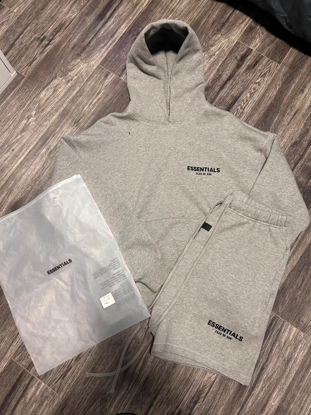 Grey Essentials Fear of God Hoodie and Shorts Set