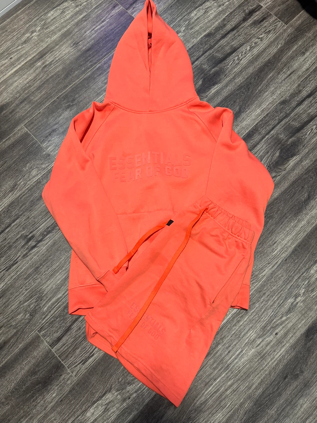 Essentials Fear of God Orange Hoodie and Shorts Set