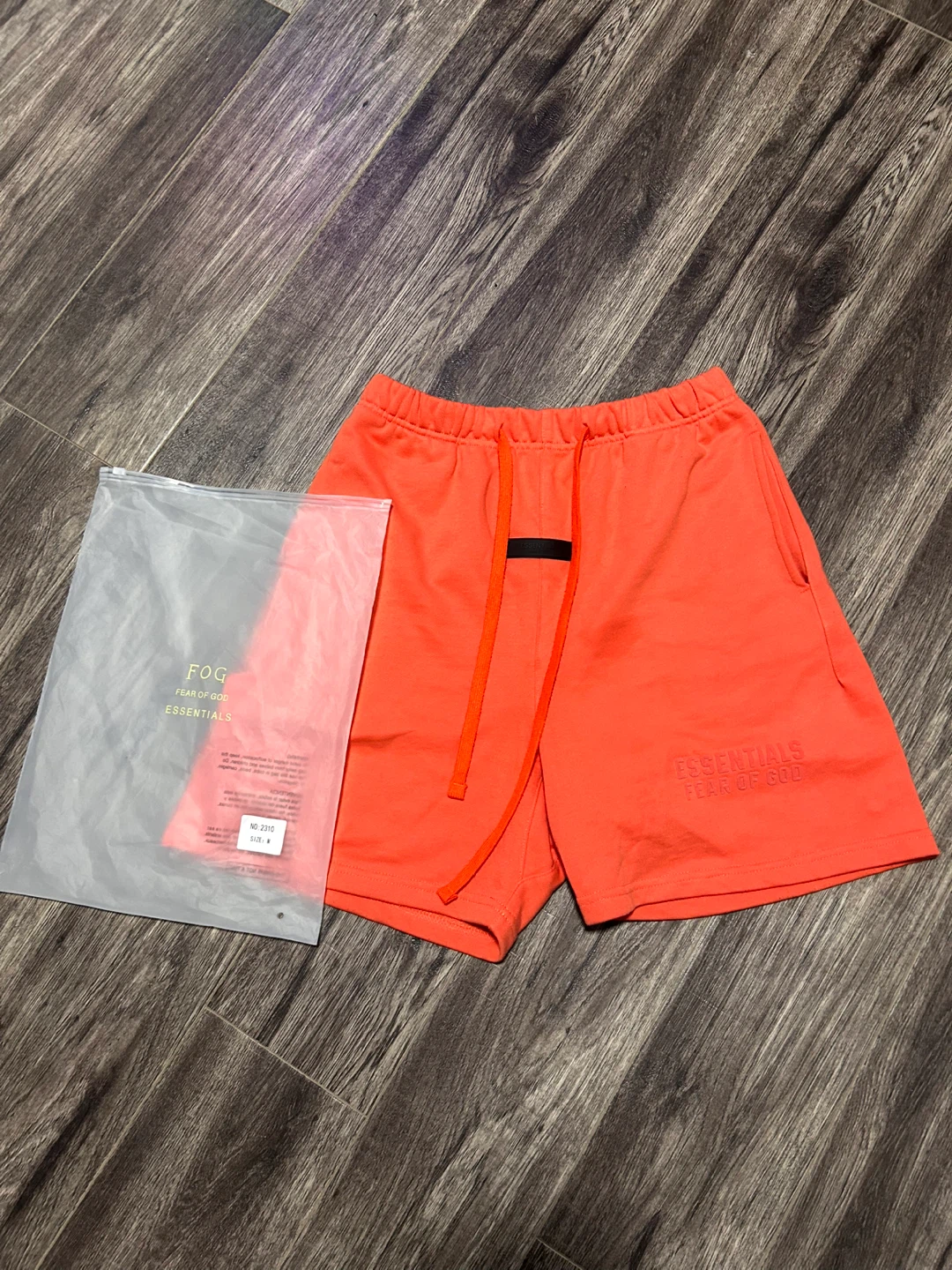 Essentials Fear of God Orange Hoodie and Shorts Set - photo 4