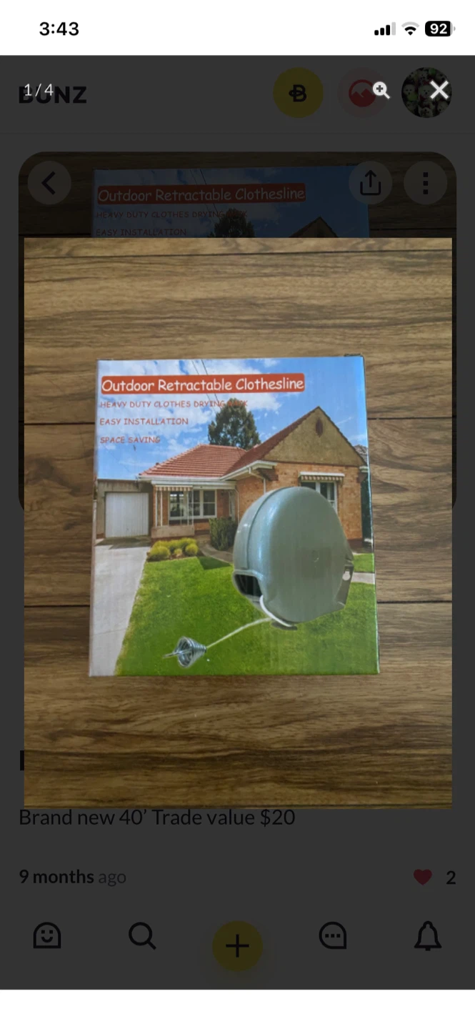 Outdoor Retractable Clothesline 40'