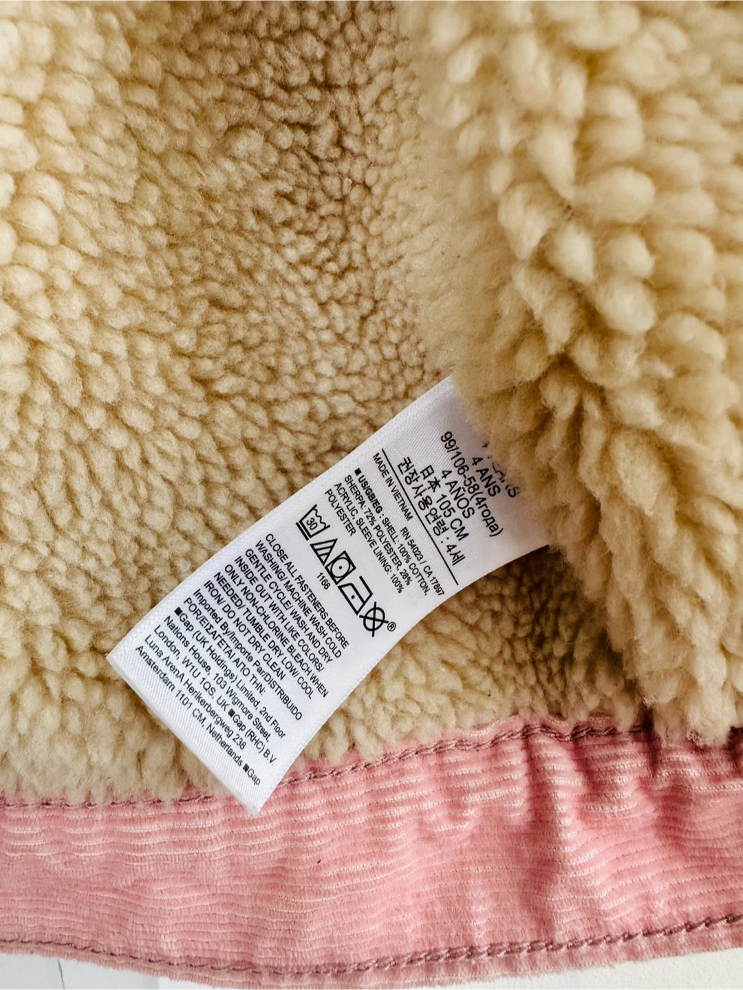 Girls Coat - Gap Pink Corduroy Sherpa Coat - like New - photo 4