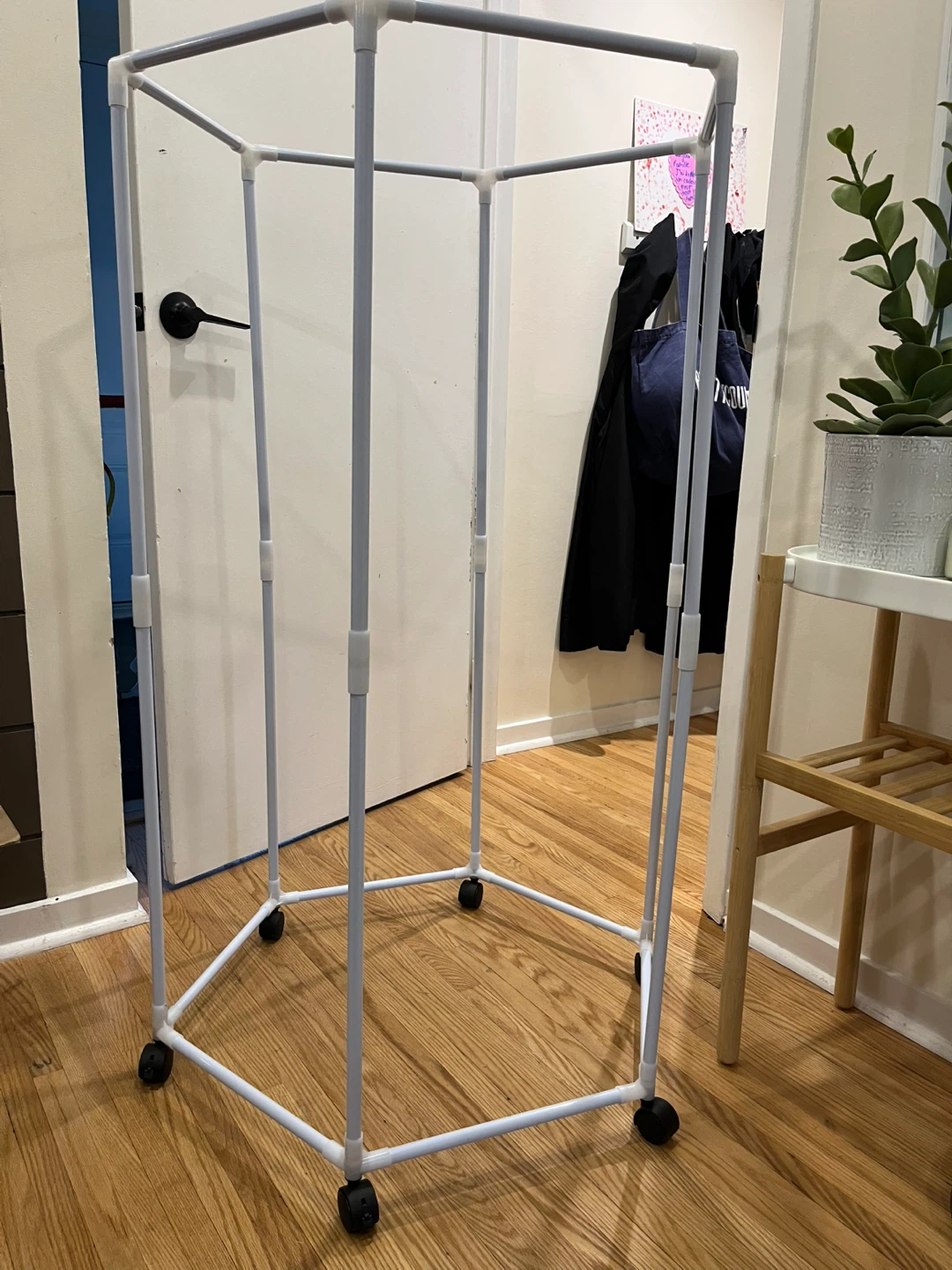White Portable Garment Rack on Wheels
