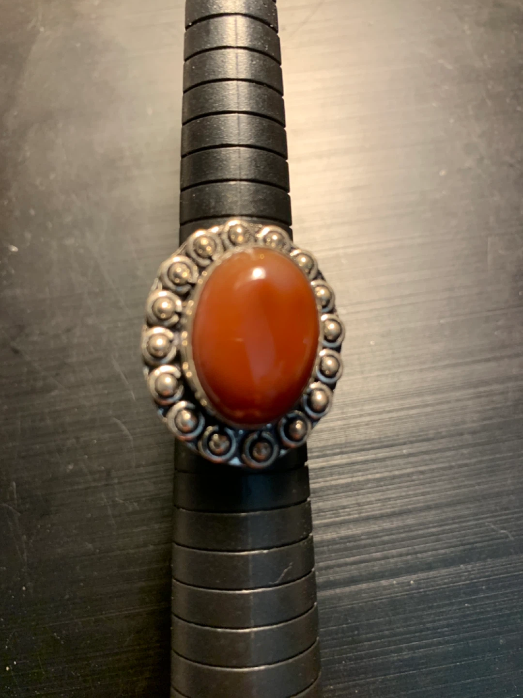 Womens Silver Carnelian Ring. New. Size 8.5.