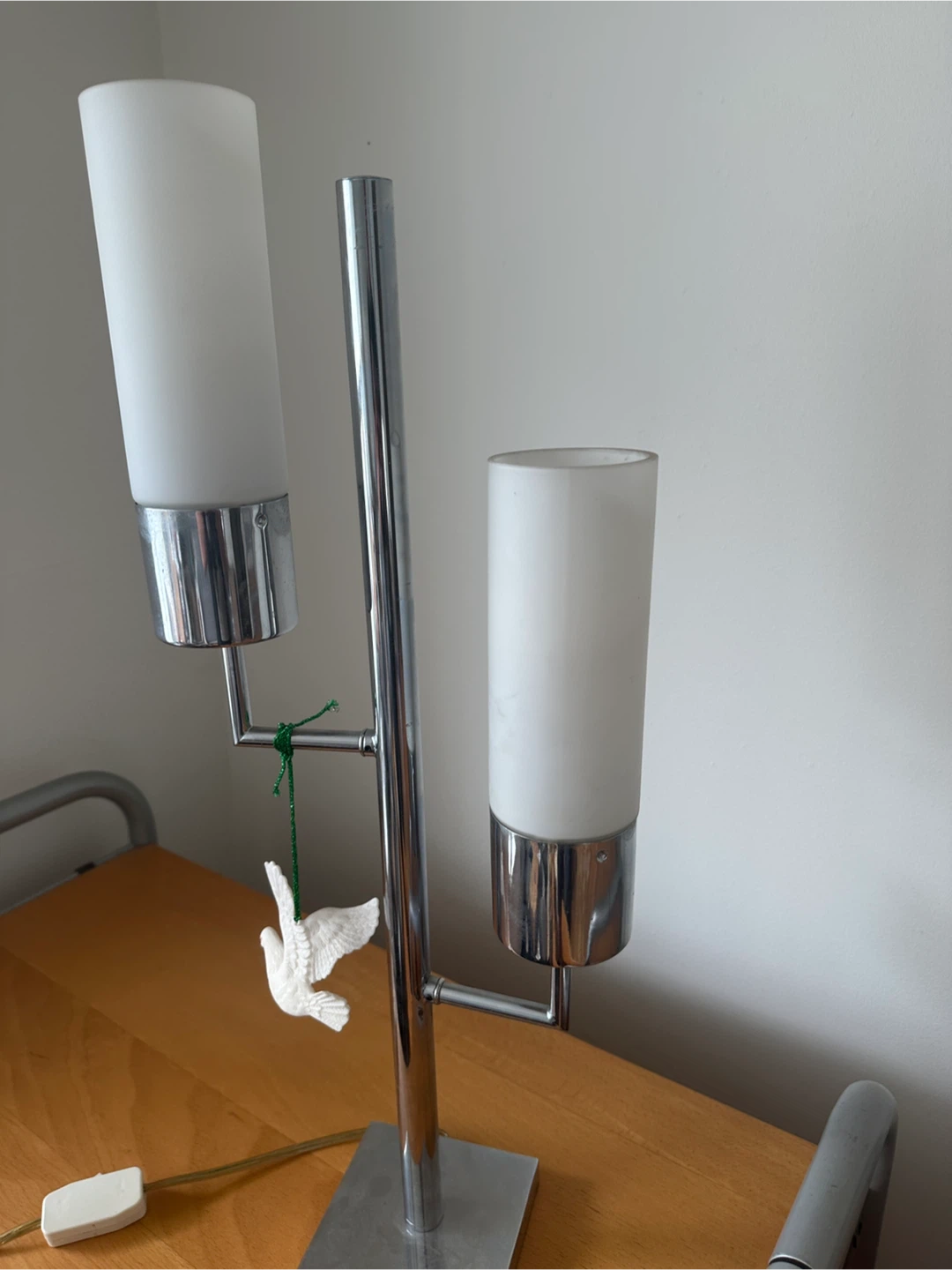 Chrome Dual Cylinder Table Lamp