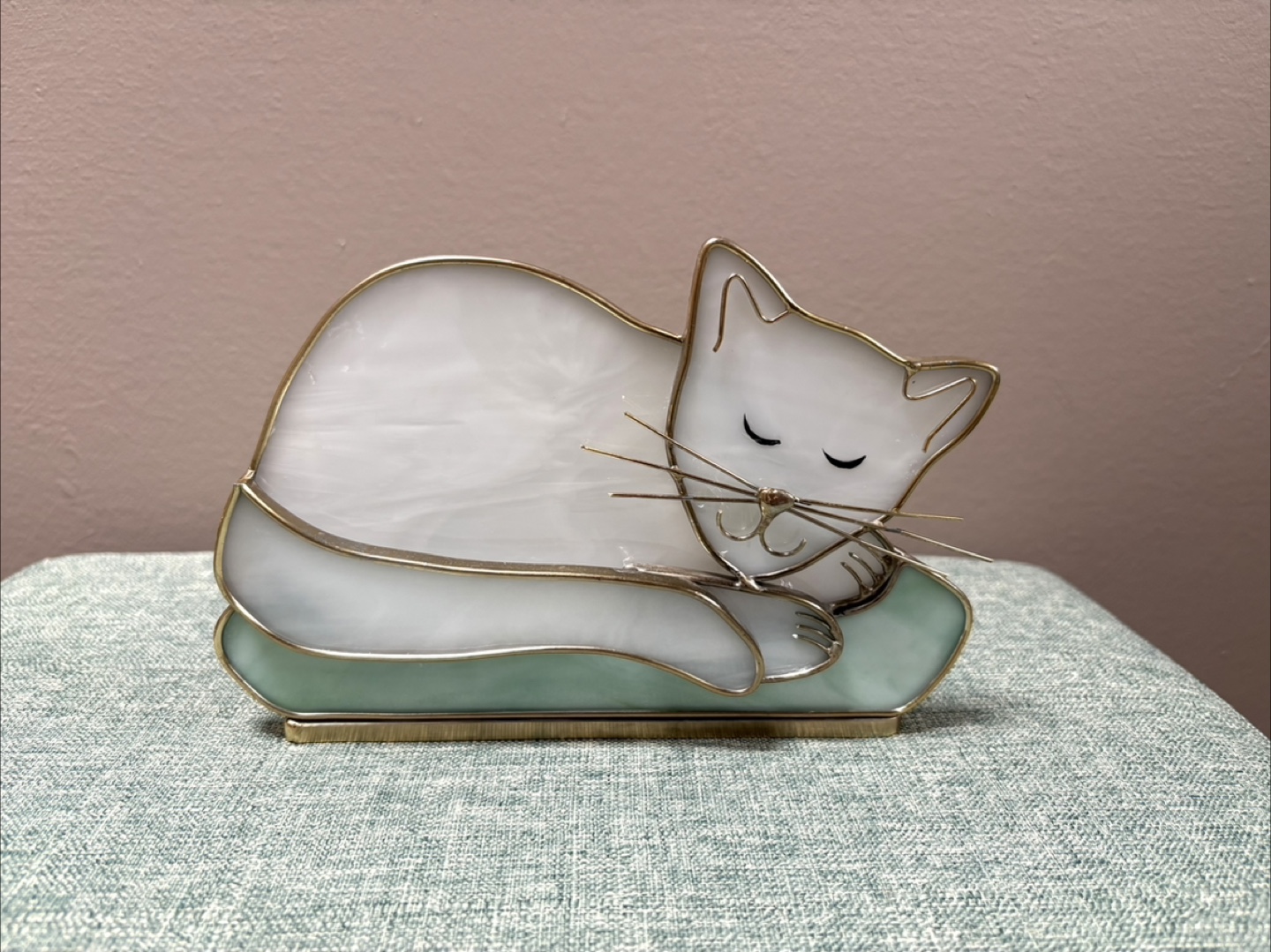 Stained Glass Sleeping Cat Figurine