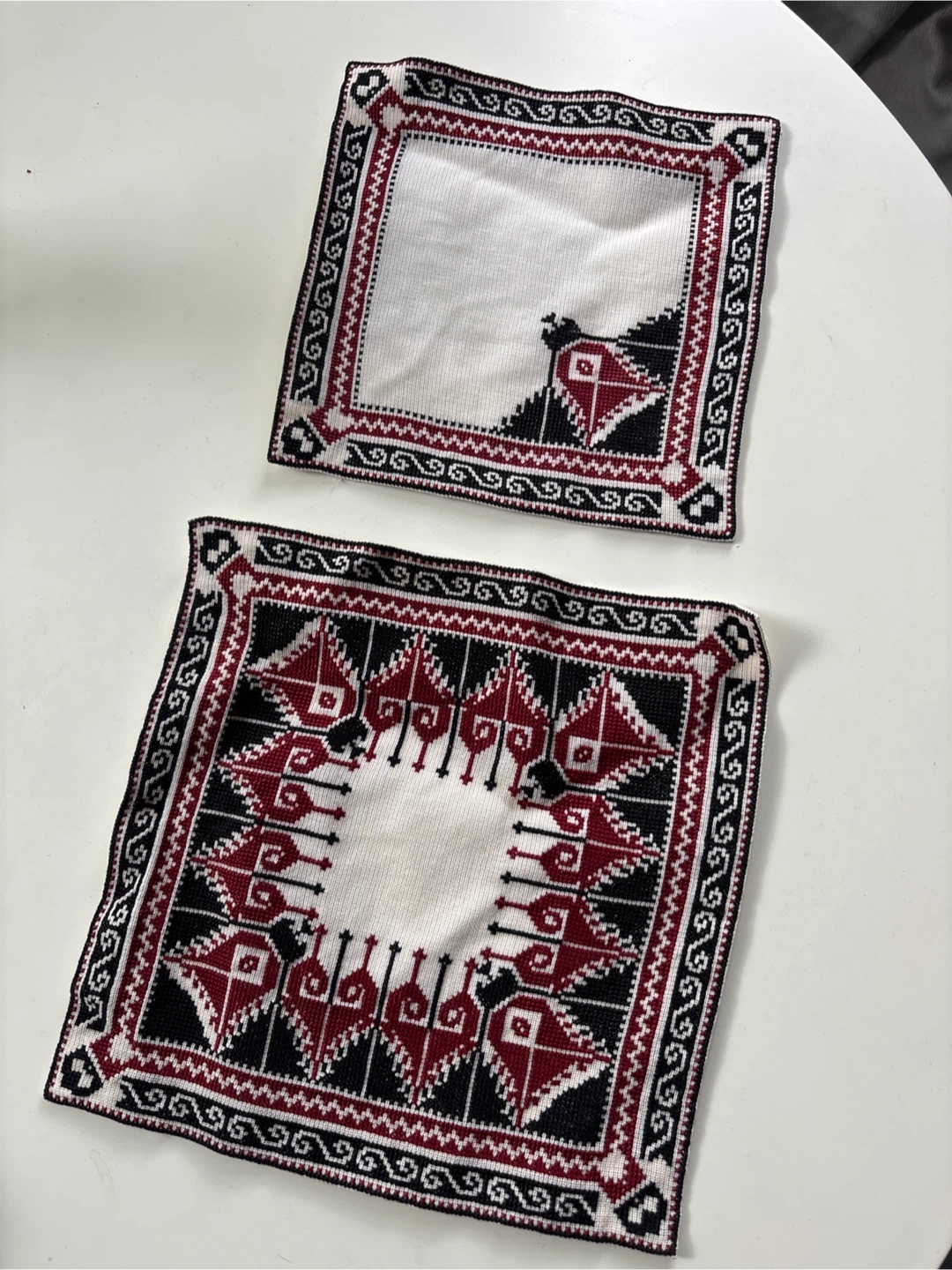 Set of 2 Embroidered Handkerchiefs/Coasters
