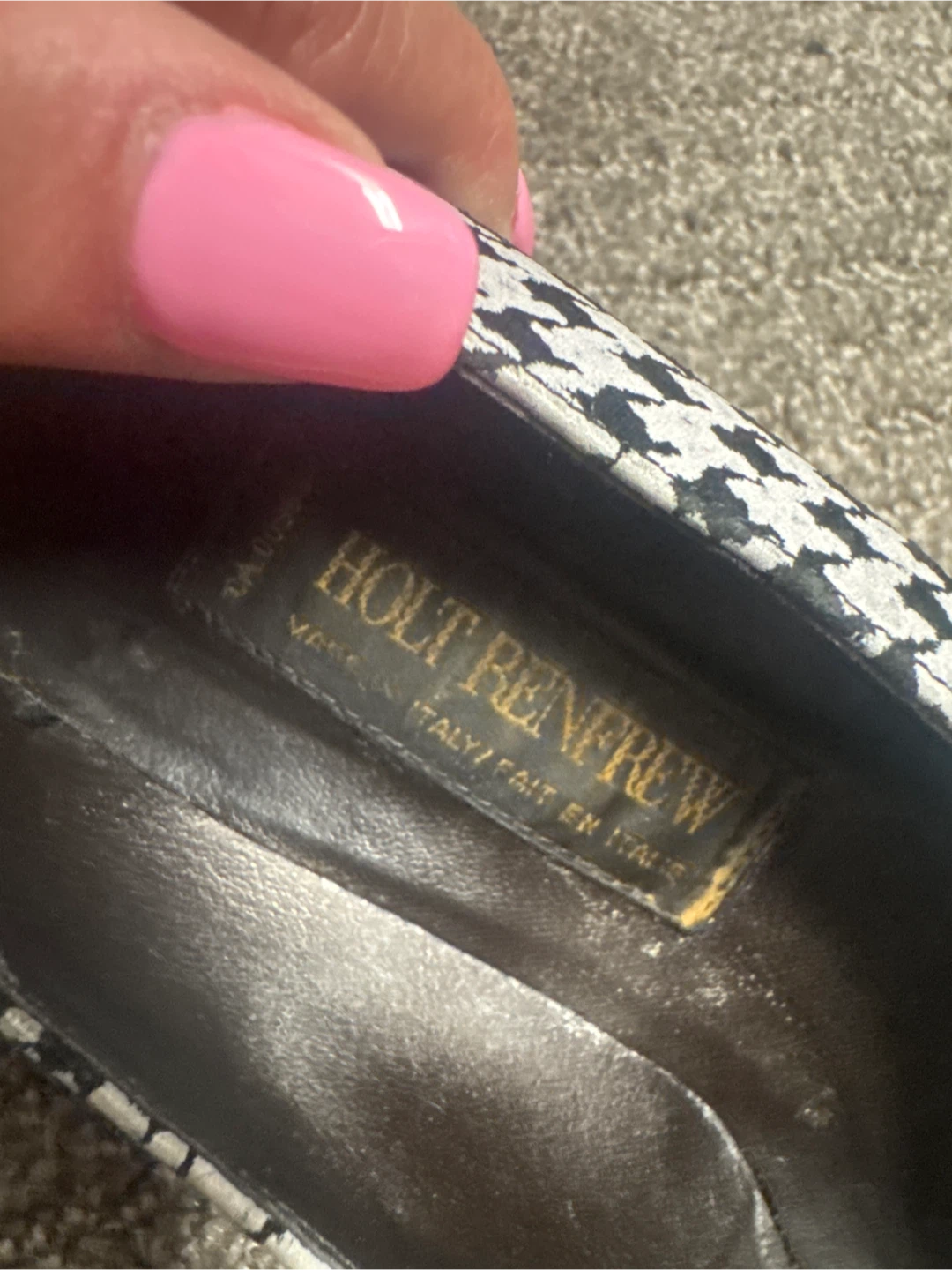 Holt Renfrew size 6.5 VINTAGE Houndstooth Heels - photo 4