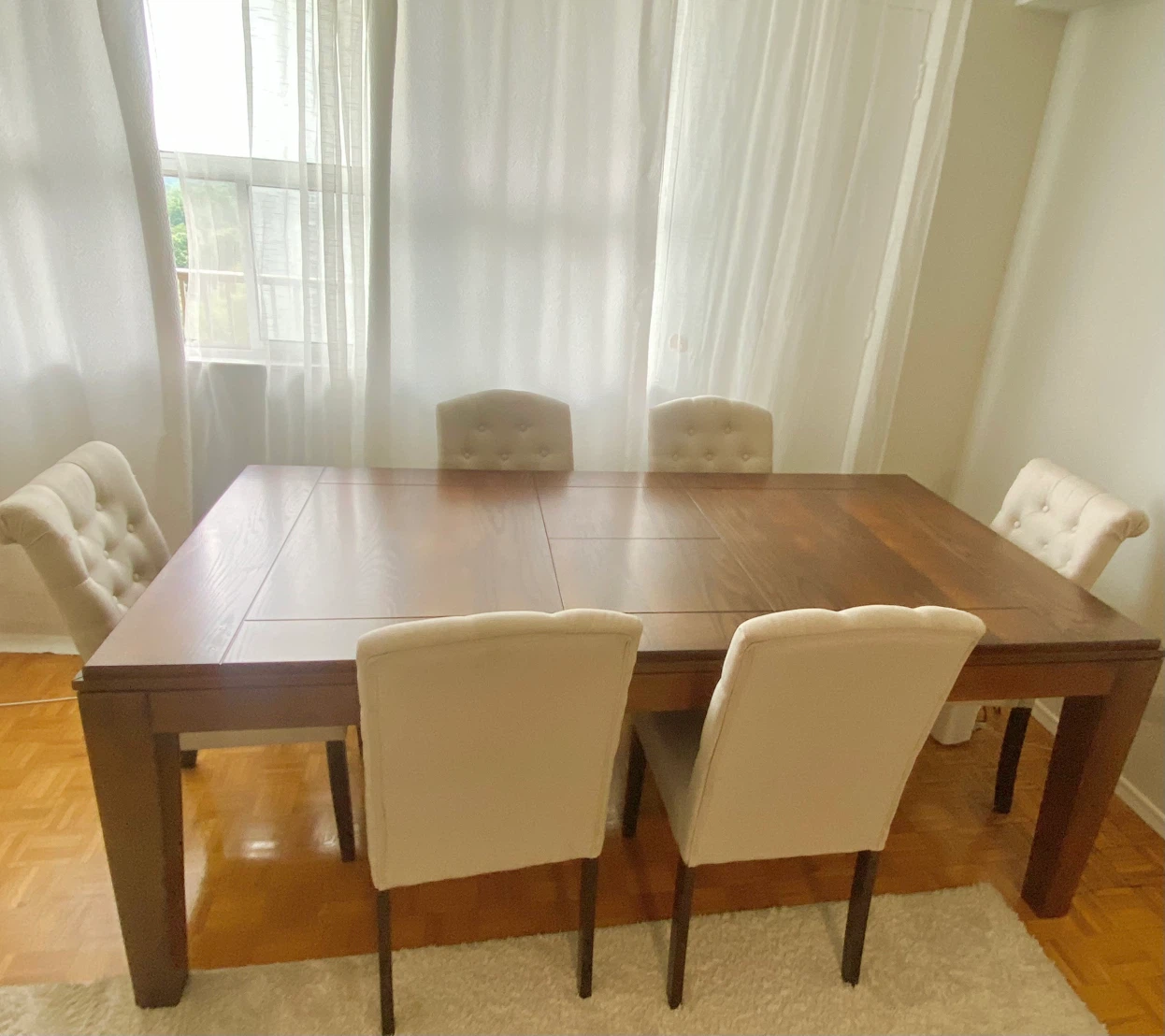 Wooden Dining Table Set with  Six Chairs