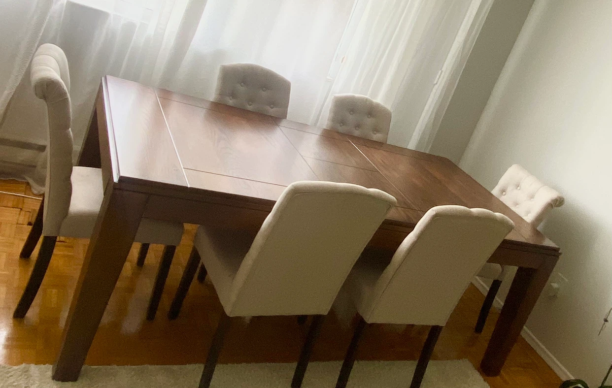 Wooden Dining Table Set with  Six Chairs - photo 4