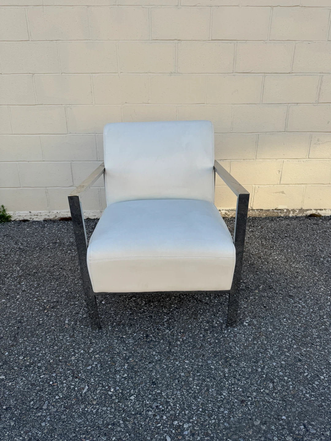 Modern White Accent Chair – Chrome Frame - photo 2