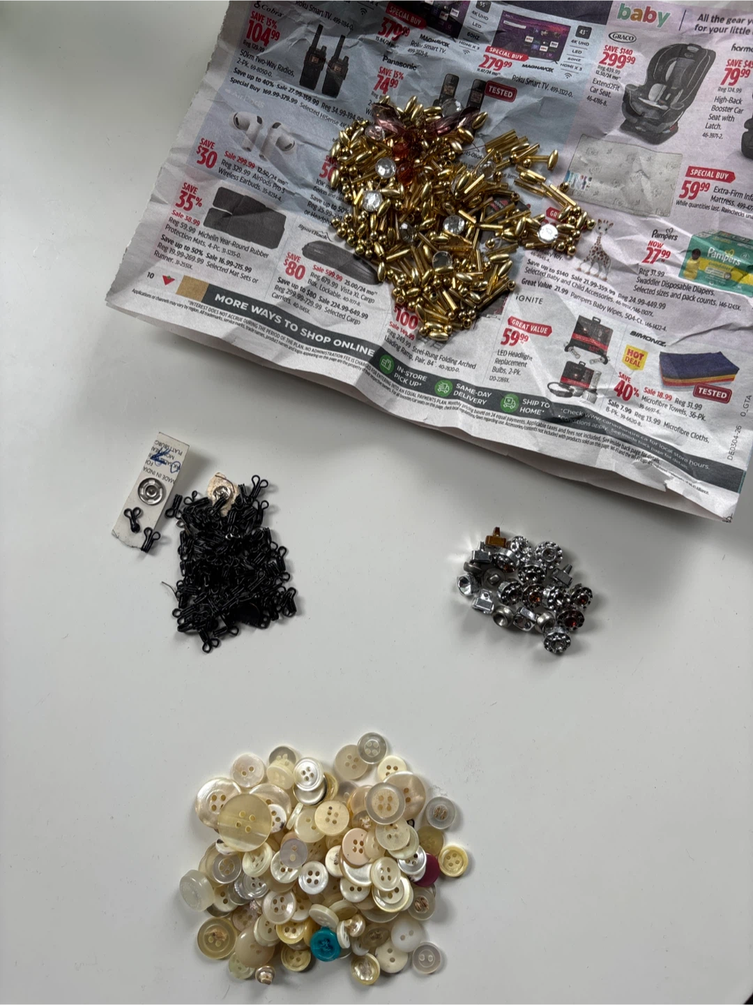 Assorted Craft Embellishments - Beads, Buttons & Jewels