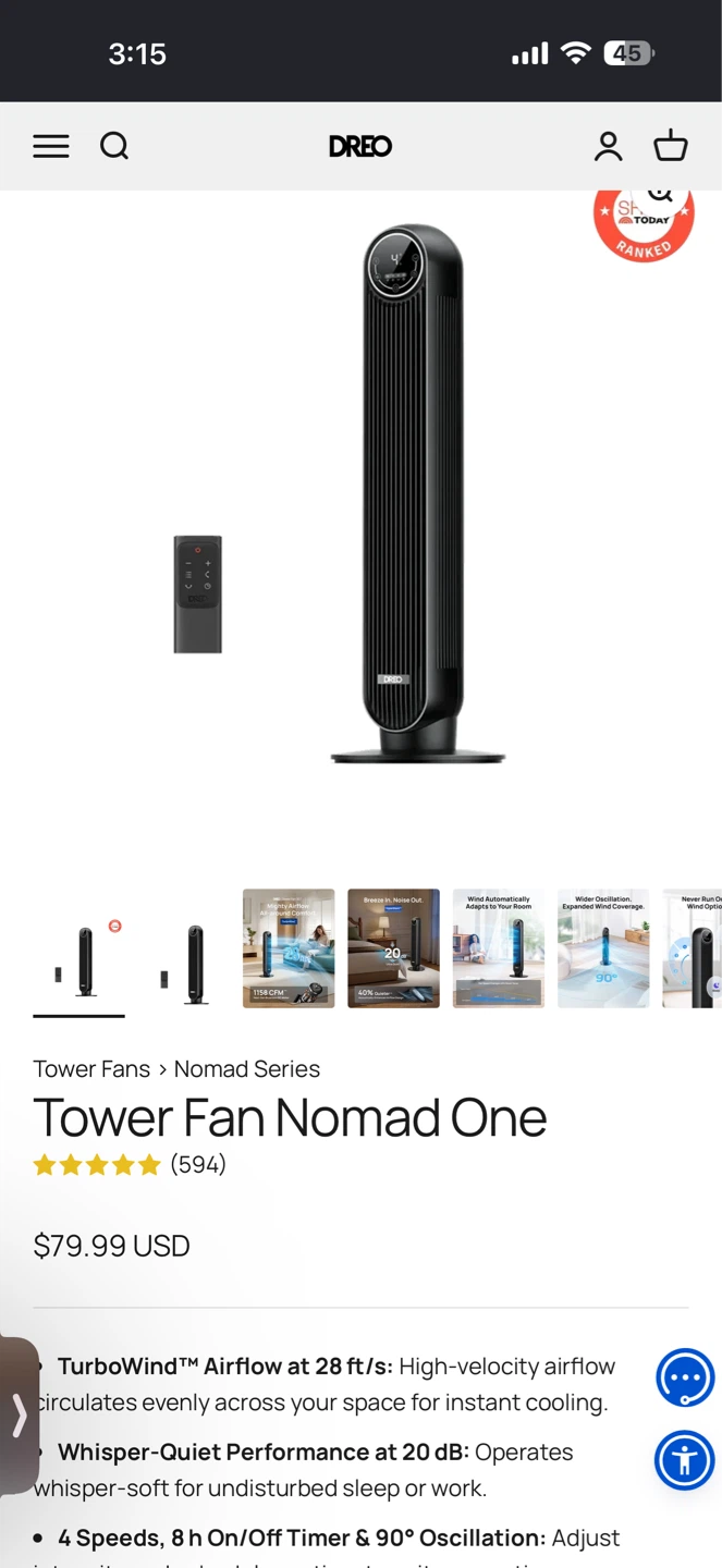 Dreo Tower Fan Nomad One - photo 2