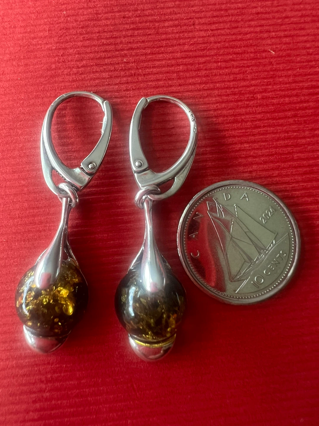Sterling Silver Amber Teardrop Earrings - photo 3