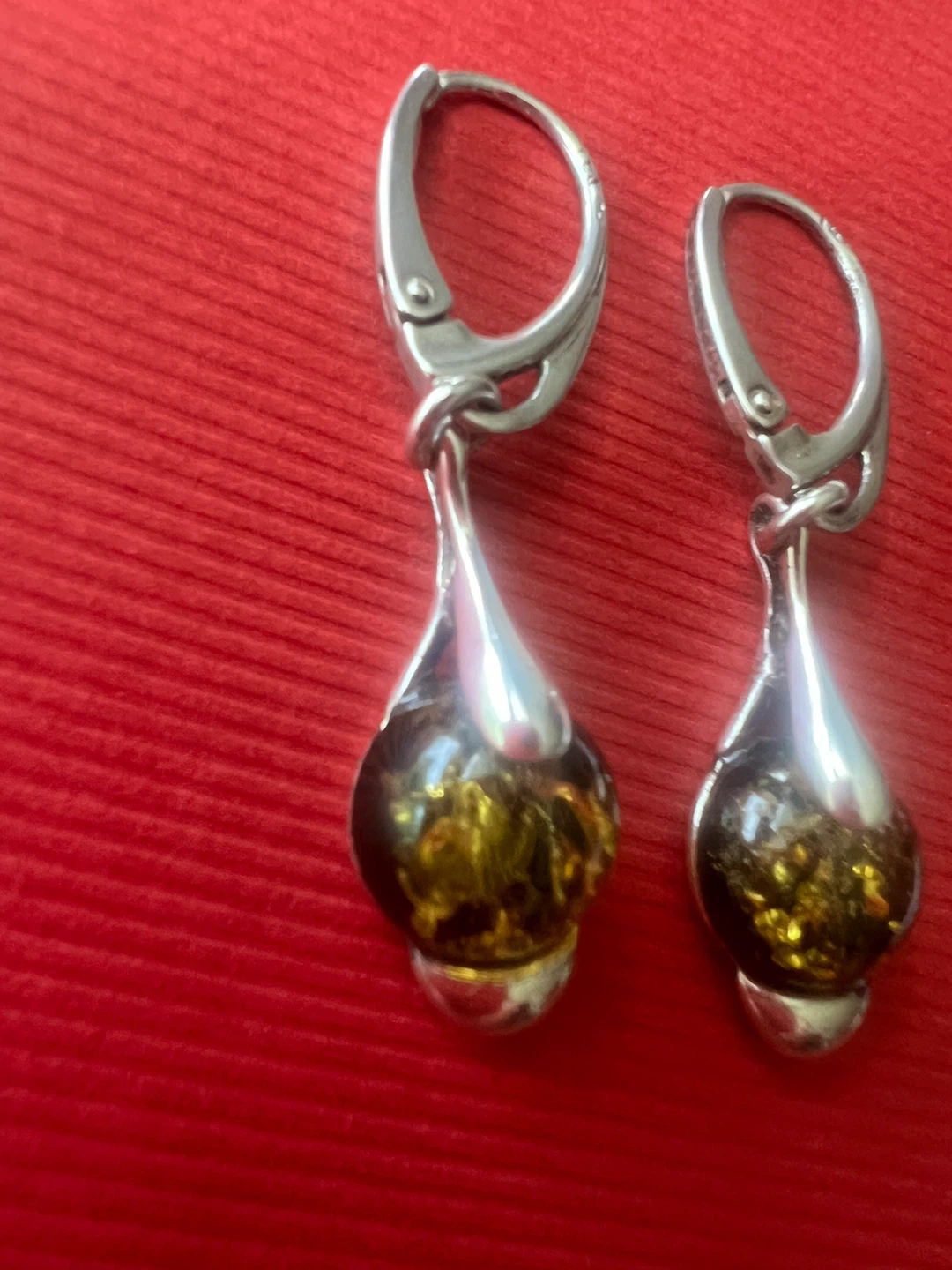 Sterling Silver Amber Teardrop Earrings - photo 2