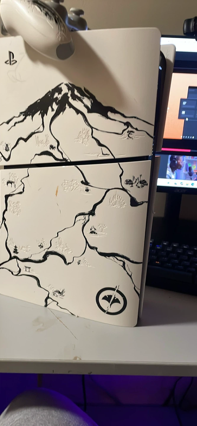 PlayStation 5 Console with Custom Mountain Artwork