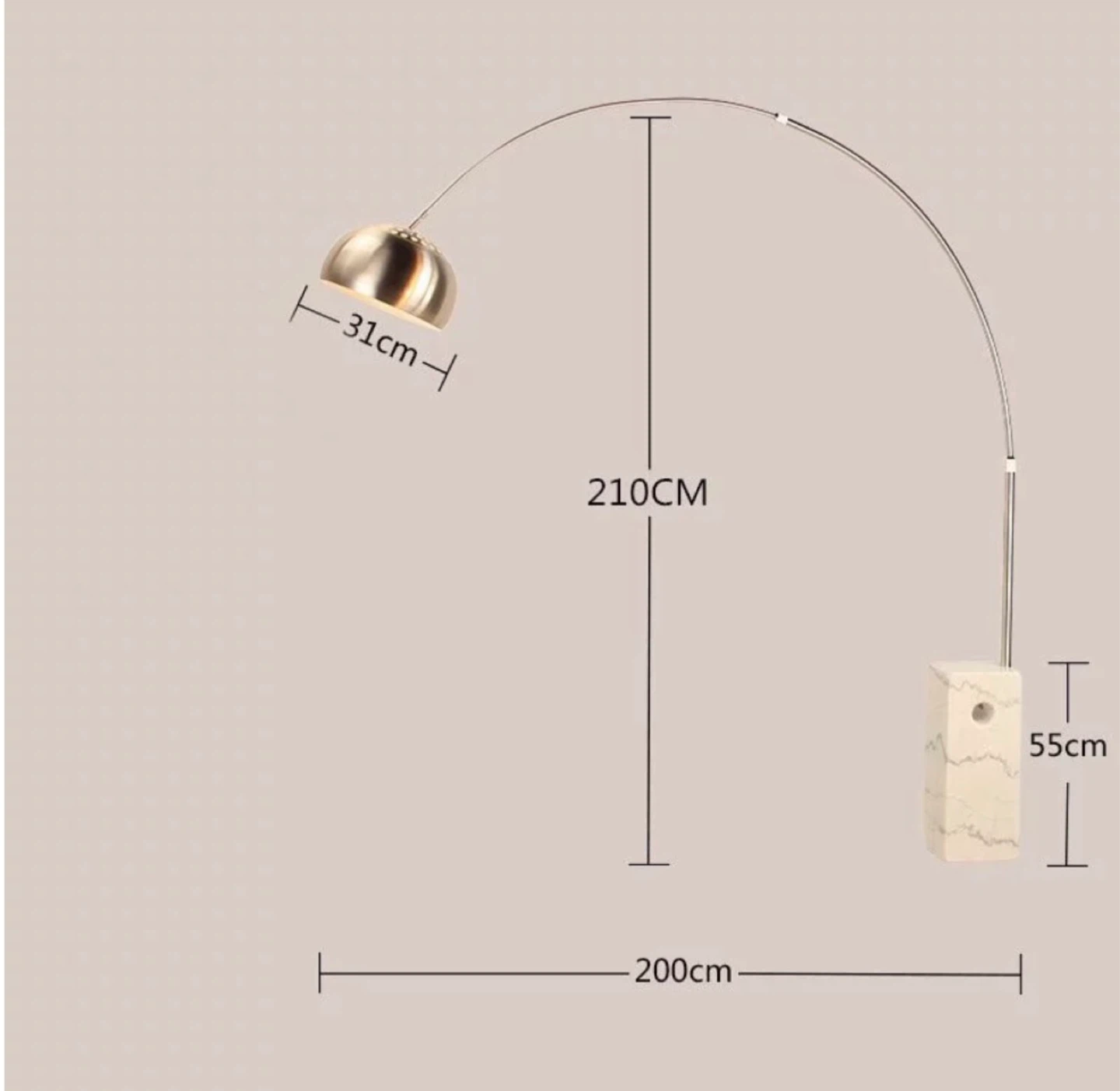 Arc Floor Lamp with Marble Base,small fee for delivery - photo 3