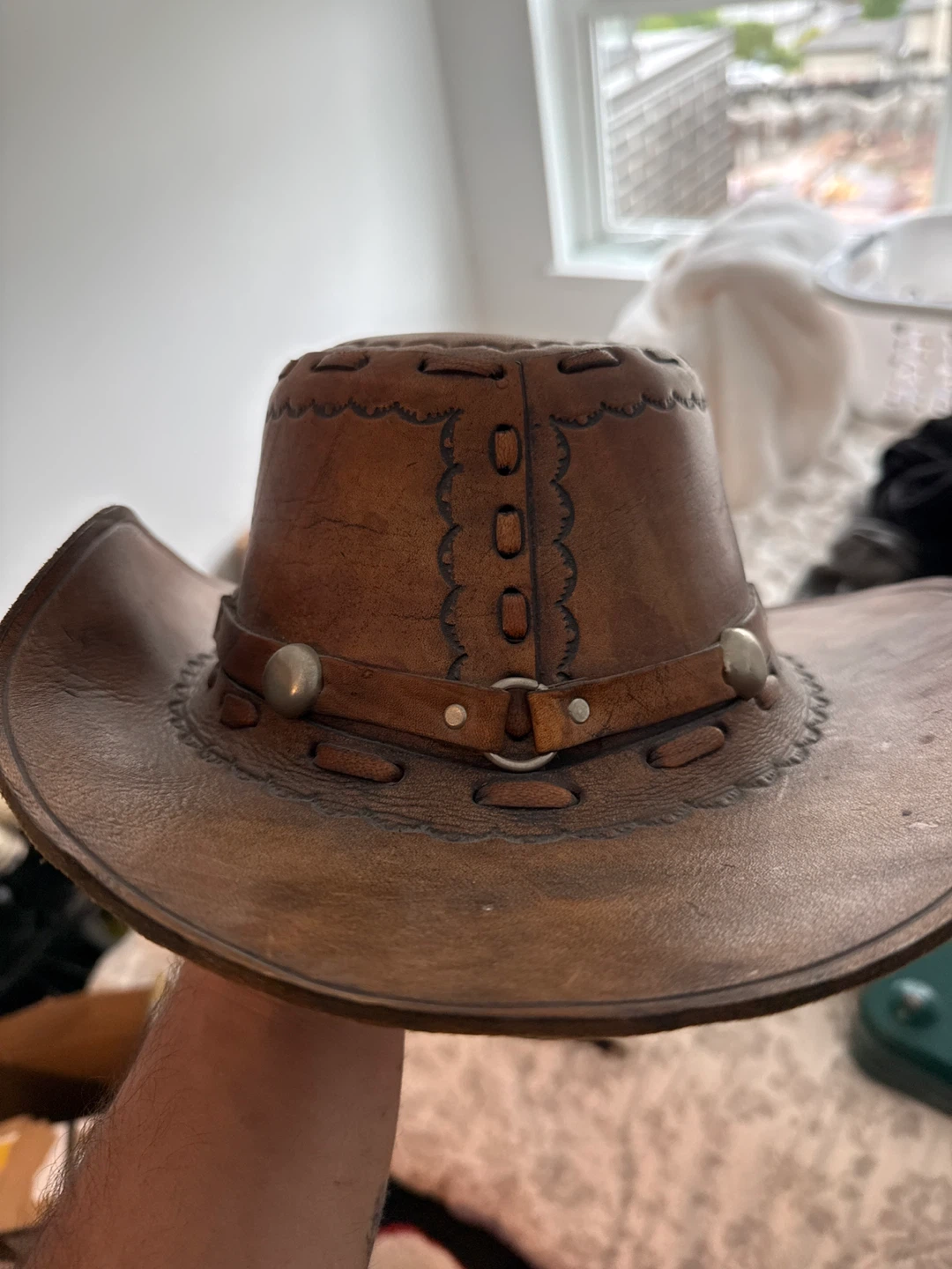 Genuine leather hat