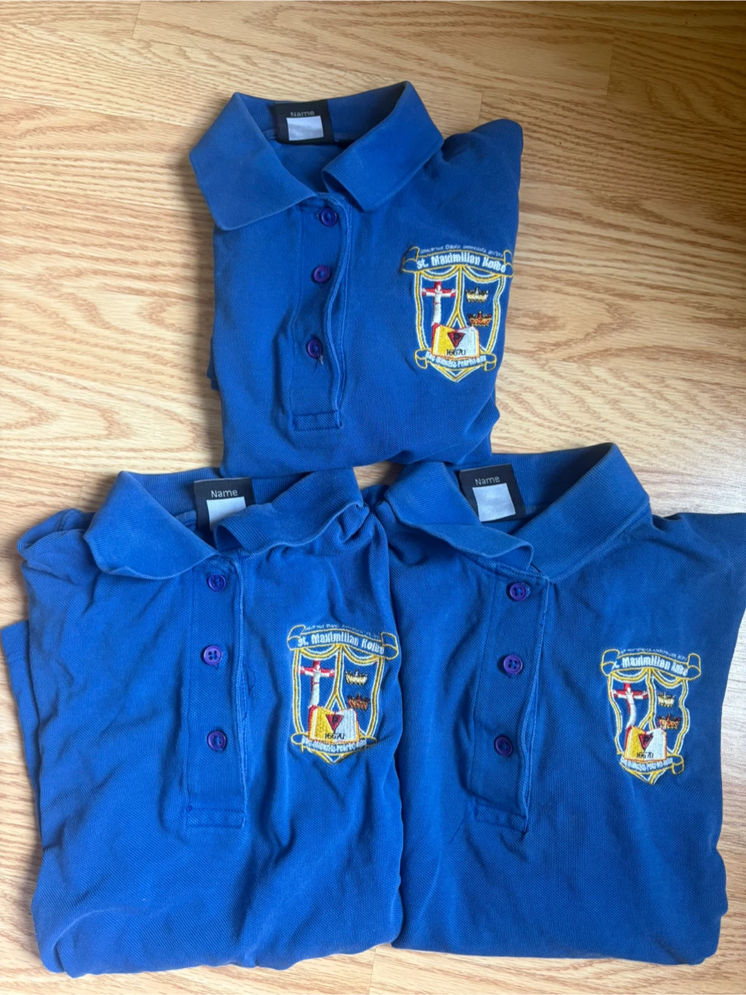 3x Royal Blue St. Maximilian Kolbe School Polo Shirts