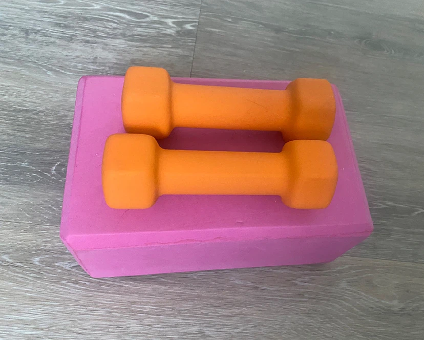 Pink Yoga Block and Orange Dumbbells Set - photo 2