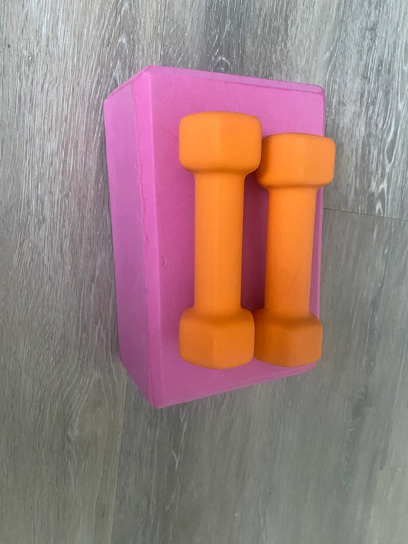 Pink Yoga Block and Orange Dumbbells Set - photo 3