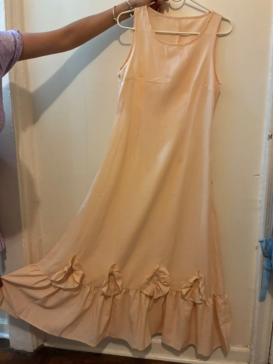 Peach Maxi Dress with Ruffled Hem - photo 3