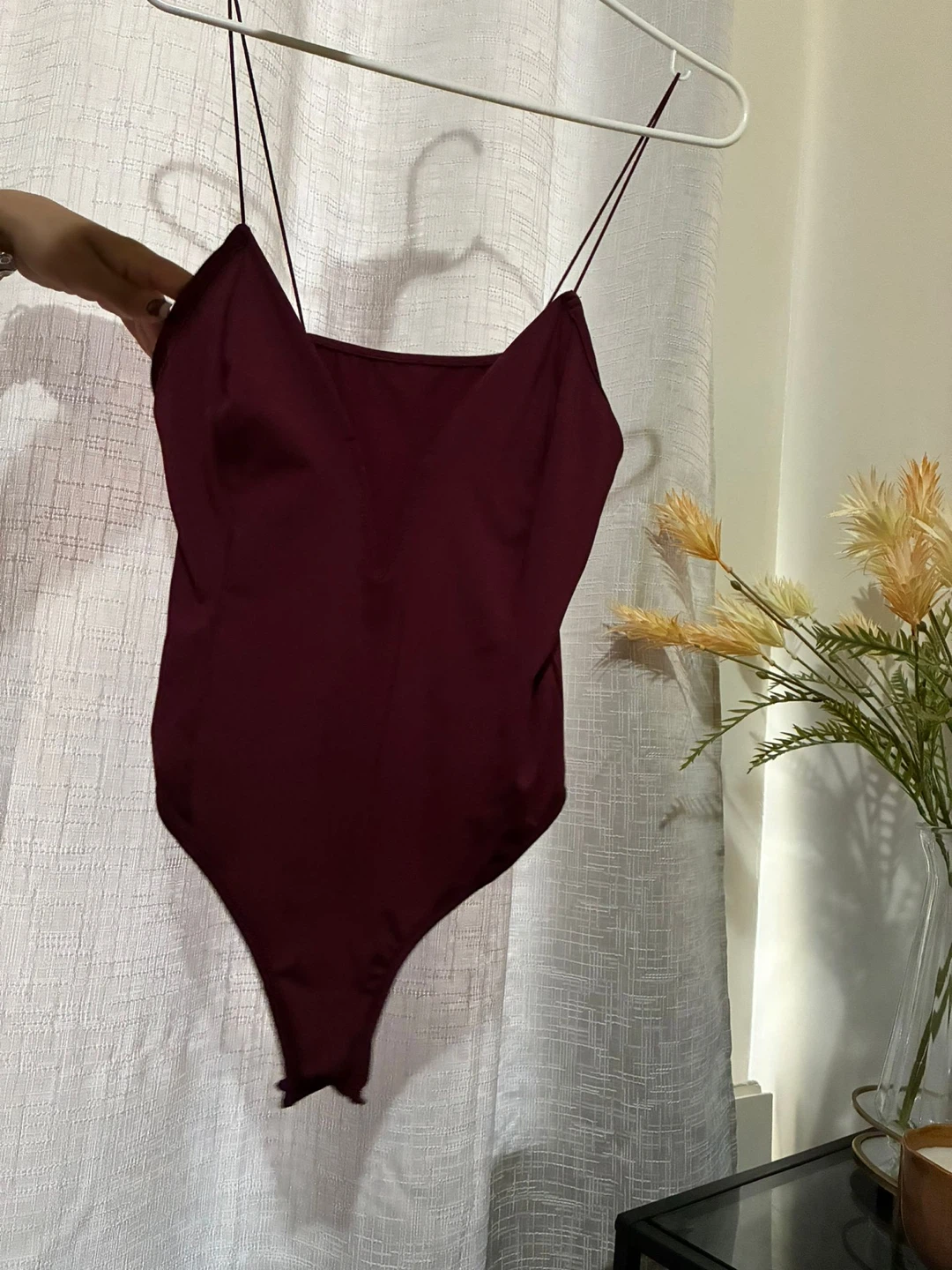 Burgundy Spaghetti Strap Bodysuit