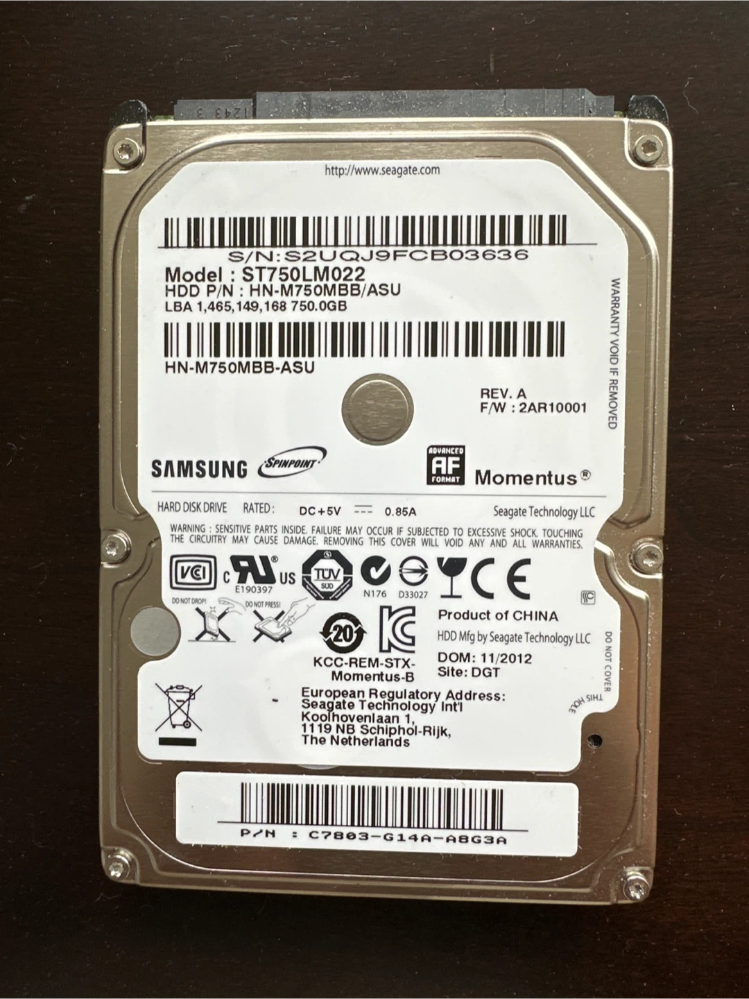 Samsung Momentus 750GB HDD