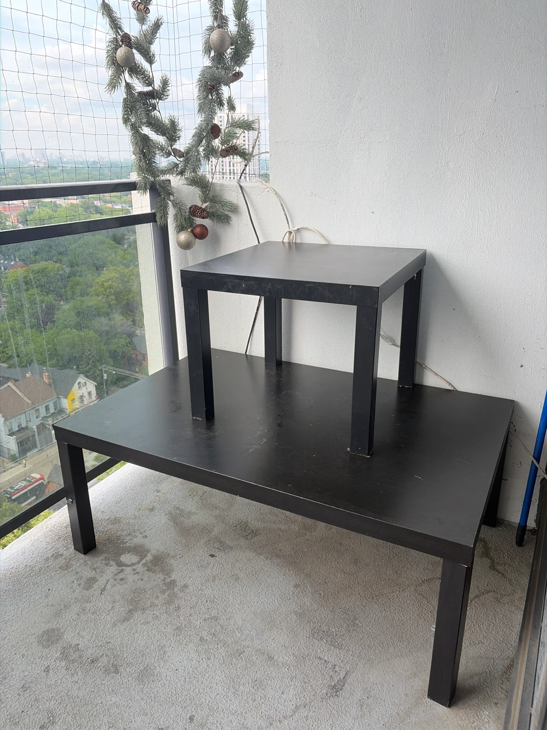 2 Black Side Table Set
