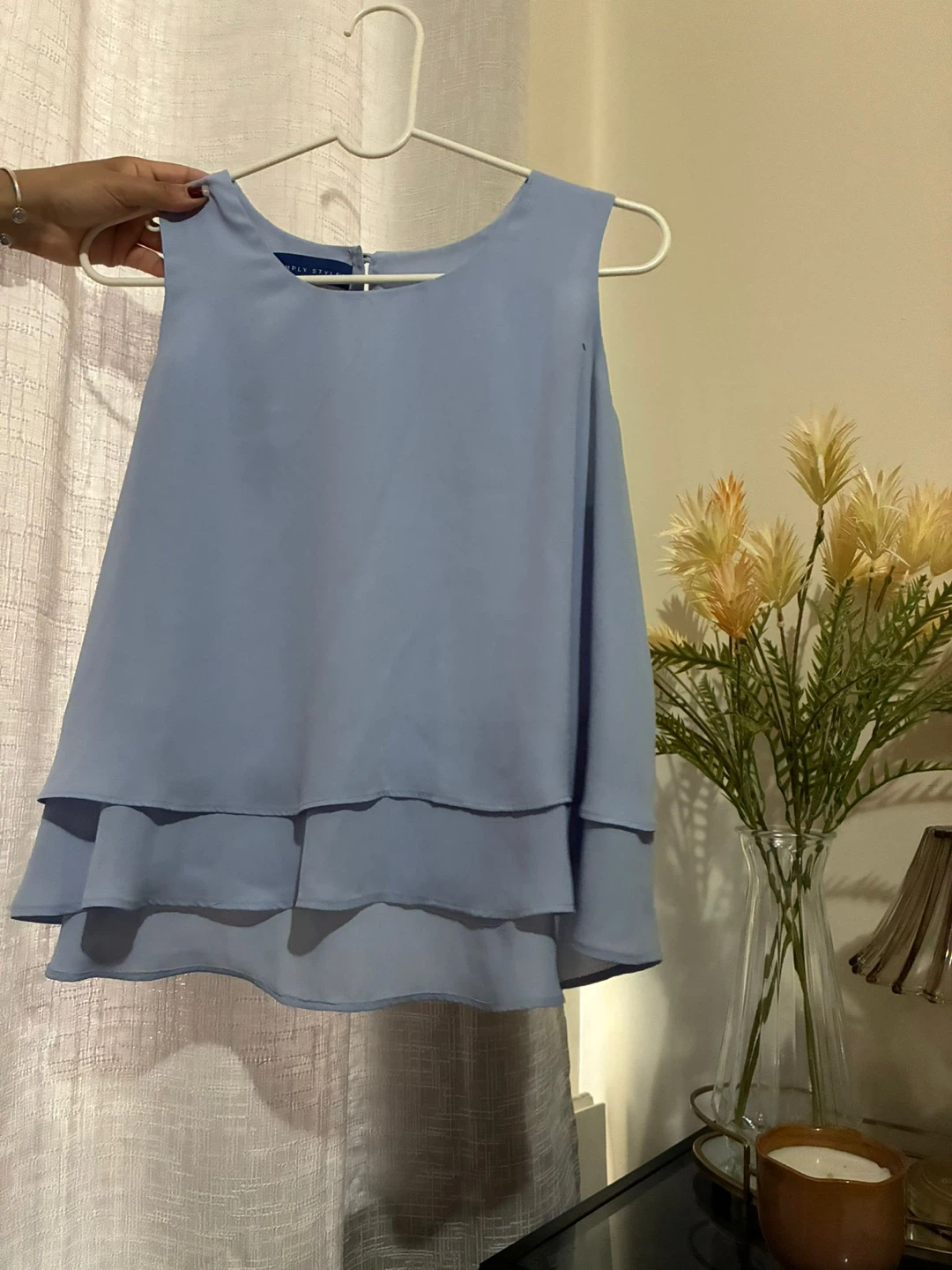 Blue Sleeveless Tiered Blouse - photo 2