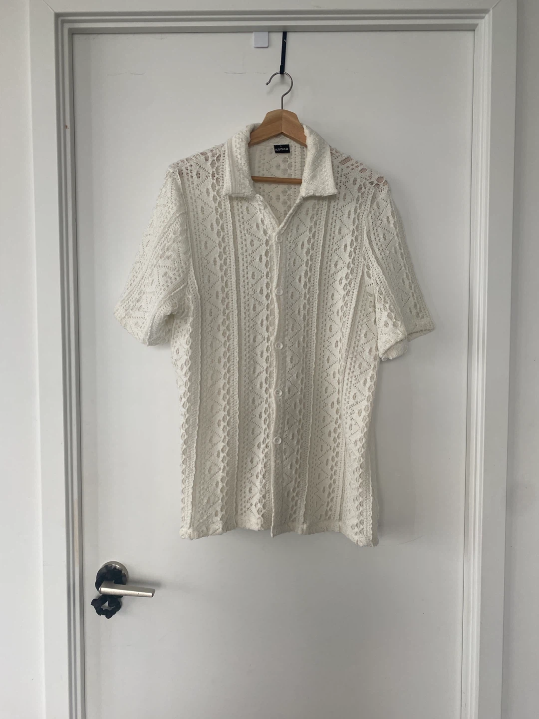 KOMAR White Lace Button-Up Shirt