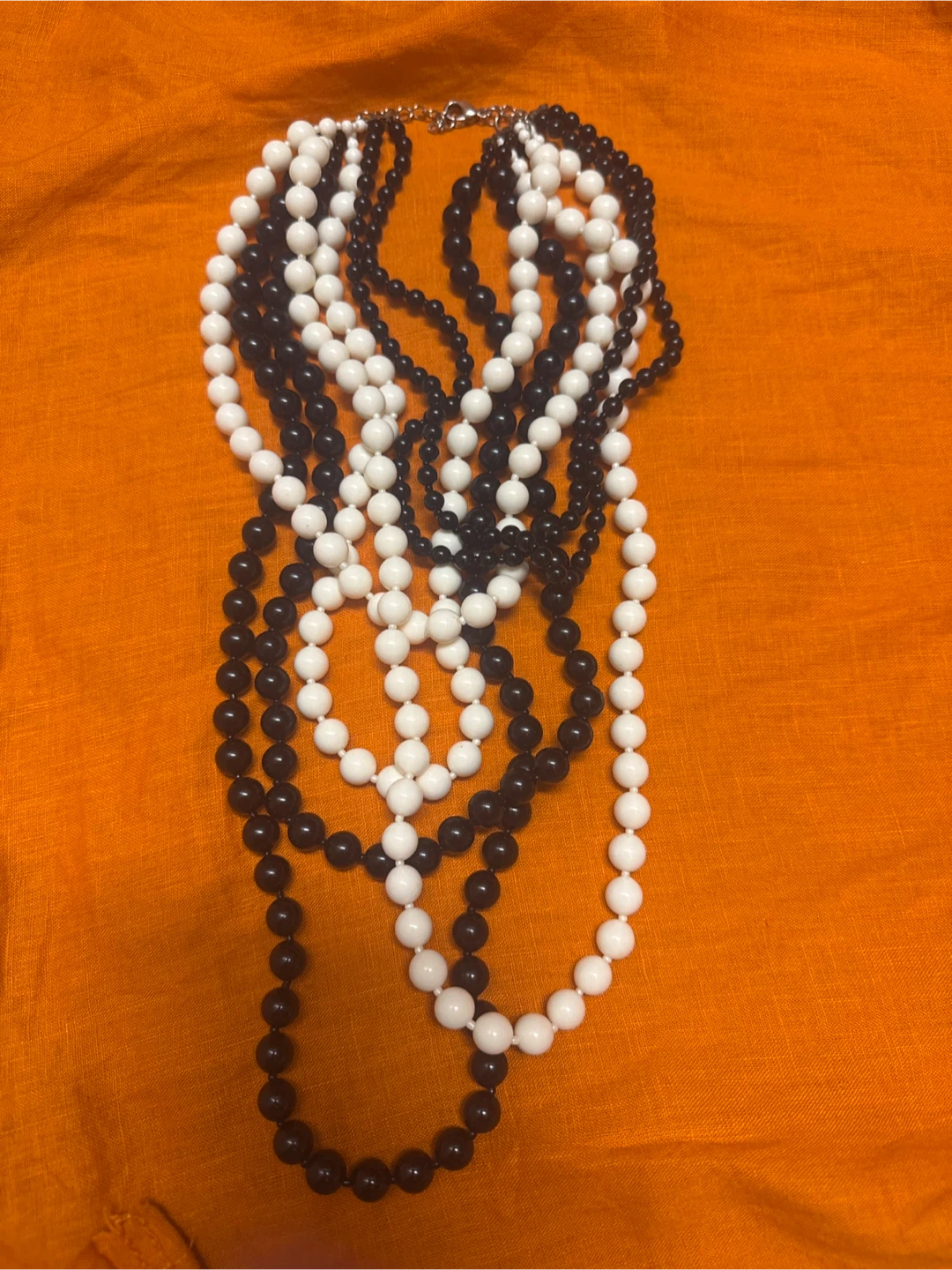 Black and White Beaded Necklaces - Set of 5