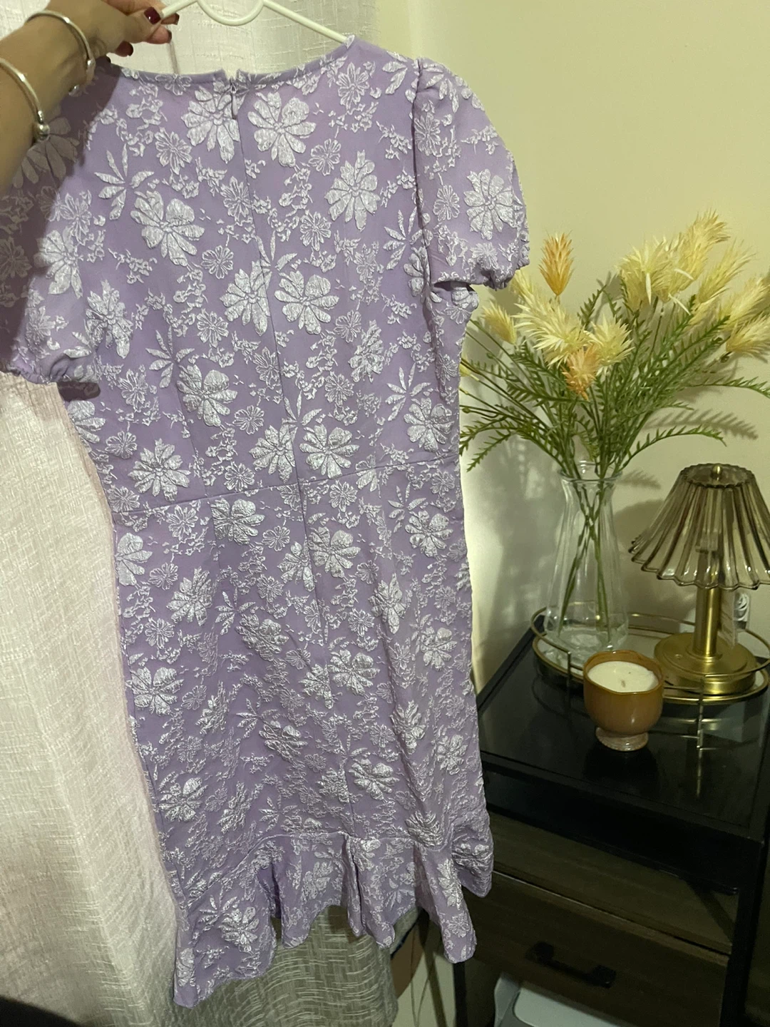 Purple floral puff sleeve mini dress - photo 2