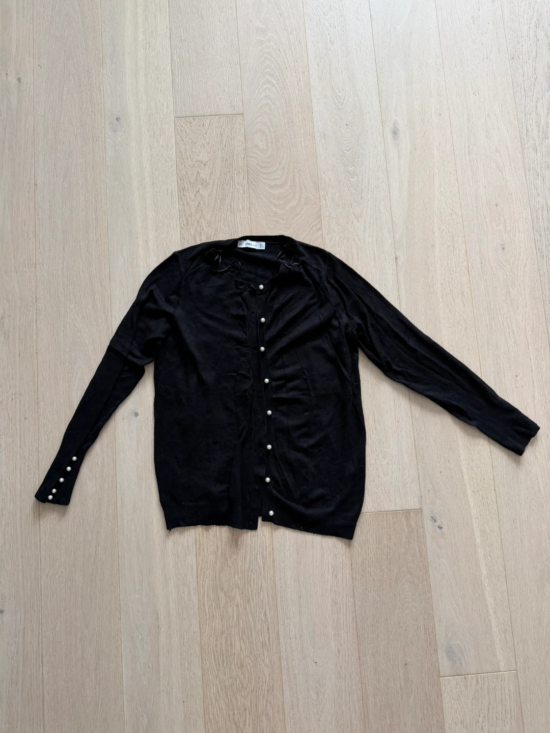 Zara Black Cardigan with Pearl Buttons