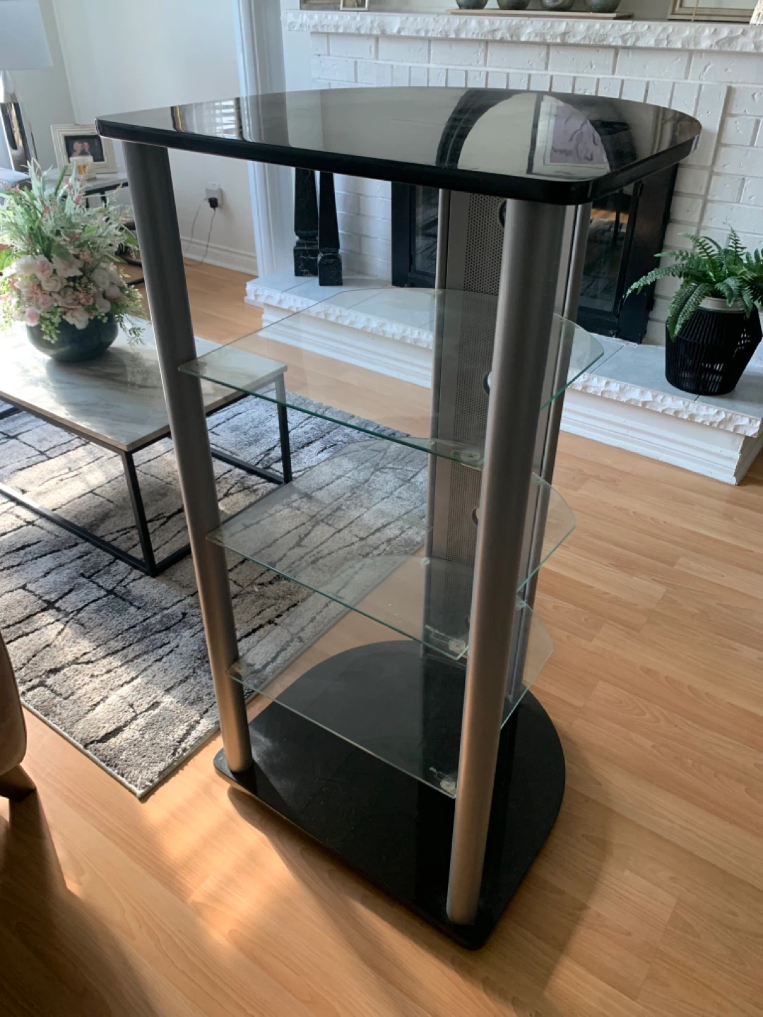 Glass and Metal Media Stand - photo 2